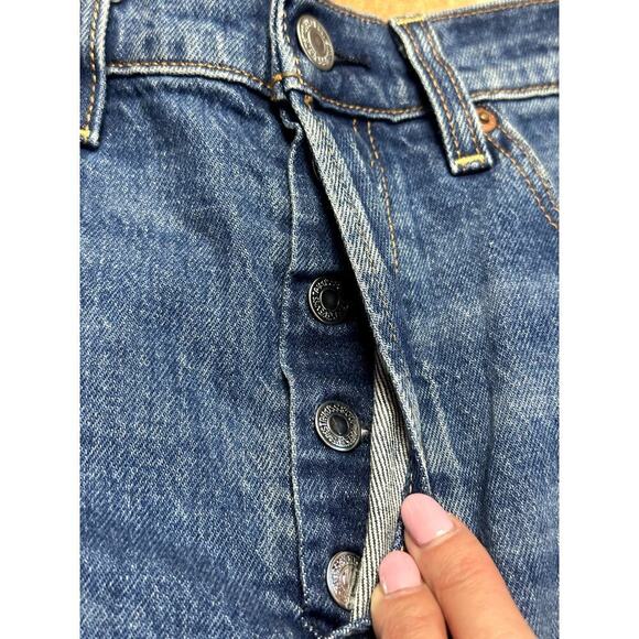 Levi's Ribcage Straight Blue Denim Button Fly Ankle Jeans Women's Size 26W 25L - Picture 6 of 8